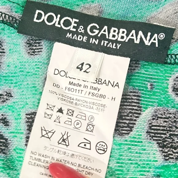 Dolce & Gabbana Italy emerald green v neck Leopard Print Dress stretchy sz EU42 - Picture 10 of 11